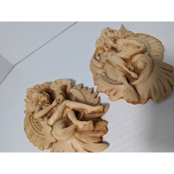 Italian Lava Stone tuff Resin Wall Plaques Musical Figures - Set Of 2 9 inch - Picture 12 of 14